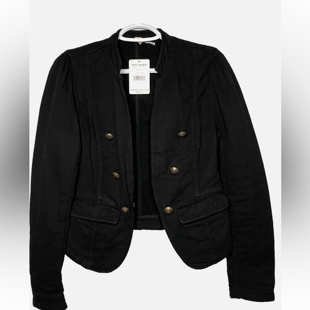 Free people black denim jacket